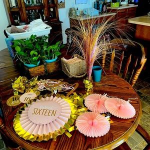 Sweet 16 decorations pink and gold